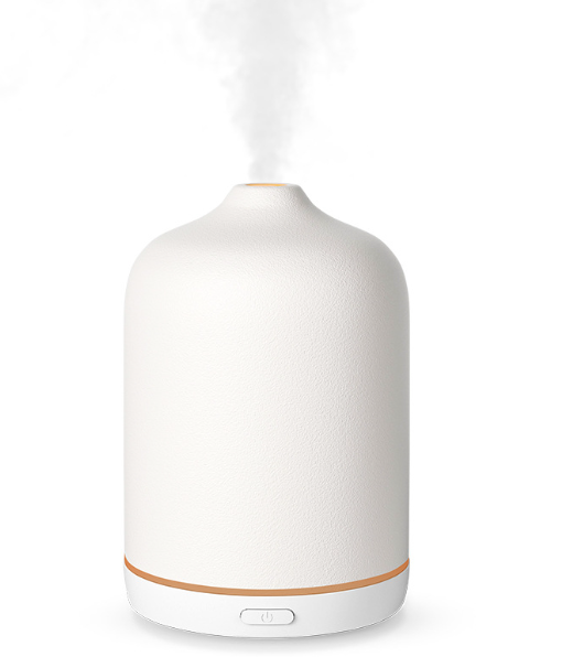 60ML Ceramic Aromatherapy Diffuser with 7 Color Lights Ultrasonic Auto-Shut off Essential Oil Diffuser for Home Office White