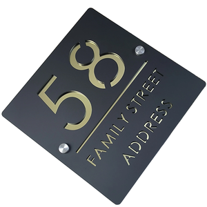 Nouvelle conception personnalisée moderne en acier inoxydable étanche, plaque de porte commerciale, numéro de maison en relief, adhésif pour immeuble d'appartements - Product Image 1