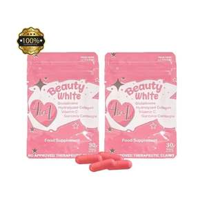 كبسولات كولاجين Beauty White 4 في 1 للتبييض والترطيب ومكافحة الأكسدة، غنية بالكولاجين المتحلل وفيتامين سي وجارسينيا كامبوجيا - Product Image 1