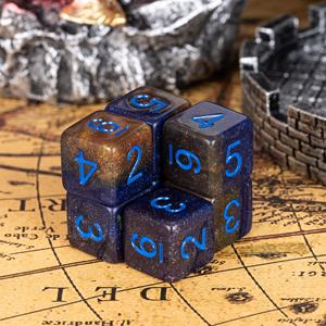 Dés à jouer FACCUB personnalisés en résine plastique avec paillettes bleues en forme d'étoile, dés promotionnels pour les jeux de rôle D&D avec emballage personnalisé - Product Image 2