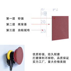 Flocked Sandpaper 4 Inch <b>Red</b> Adhesive Backed Discs For Polishing Metal Rust Removal - Product Image 2