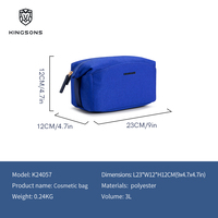 Pochette de maquillage résistante à l'eau Kingsons 3L avec fermeture éclair métallique, sac de voyage cosmétique portable pour femmes