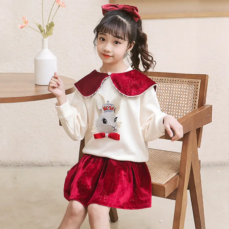 핫 세일 가을과 겨울 고품질 중간 길이 어린이 의류 한국 아기 소녀 격자 무늬 모직 코트
