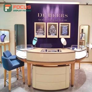 Vitrine à bijoux en verre de luxe, comptoir à bijoux en bois, présentoir à bijoux haut de gamme, unité d'affichage avec éclairage LED - Product Image 5