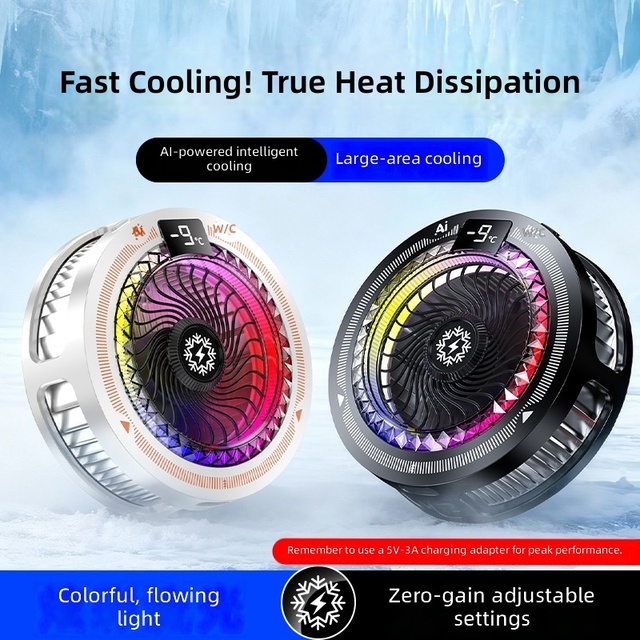 AI Smart Semiconductor Phone Cooler Magnetic RGB Mobile Phone Cooling Fan For Gaming