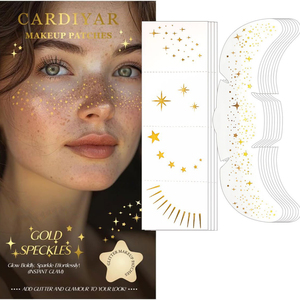 รอยสักชั่วคราวลายกระปลอมสีทอง กันน้ำ ติดทนนาน สติ๊กเกอร์แต่งหน้าประกายวิบวับสำหรับผู้หญิงและเด็กผู้หญิงสำหรับงานปาร์ตี้ - Product Image 1