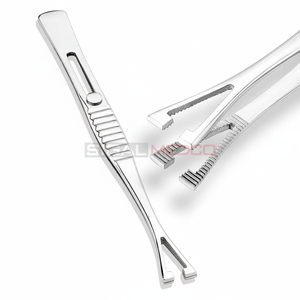 Pince à épiler en acier inoxydable Pennington anti-dérapant avec verrouillage sécurisé pointe fendue pour le piercing corporel utilisation de bijoux de mode - Product Image 1