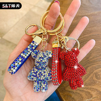 Nouveau porte-clés de luxe Violent Bear avec strass, cristal et diamant, breloque pour sac, porte-clés de créateur, porte-clés bling