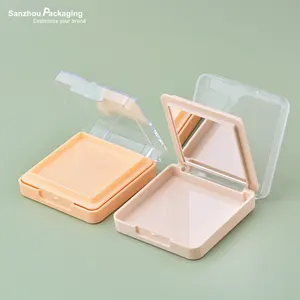 2 in 1 Makeup Palette container dia 53mm 2 layer square empty blush compact packaging with puff set