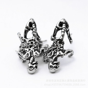 Pendientes de esqueleto con cadena de acero inoxidable 316 de Yunnique, estilo punk, para accesorios de joyería para la oreja. - Product Image 5