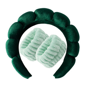 Velours torsadé <span class=keywords><strong>bulle</strong></span> lavage visage bandeau anti-dérapant éponge gonflé maquillage Spa bandeau - Product Image 2