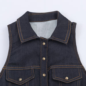 Abito Lungo Estivo <span class=keywords><strong>in</strong></span> <span class=keywords><strong>Jeans</strong></span> Stile Vintage da Donna KP&ZA, Linea A, con Bottoni, Colletto, Senza Maniche, Tinta Unita - Product Image 3