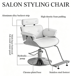 Fauteuil de barbier en métal au design européen moderne, hauteur réglable, avec repose-pieds en bois, pour usage en salon - Product Image 3