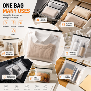 Bolsa de Plástico Transparente Mate con Cierre Hermético, Bolsa de Embalaje Reutilizable para Calcetines, Ropa Interior y Prendas de Vestir - Product Image 3