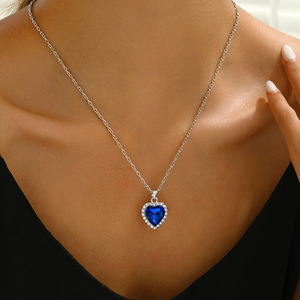 Ocean Collection Jewelry Ocean Blue Green strass Titanic Heart of the Ocean Big Love <span class=keywords><strong>collana</strong></span> a catena con collare a <span class=keywords><strong>cuore</strong></span> in cristallo - Product Image 5