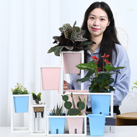 Pot de fleurs auto-arrosant moderne en plastique coloré pour plantes d'intérieur et succulentes