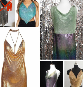 Top en maille à paillettes dorées métalliques de luxe - Mode événementielle et de podium pour femmes, tenues de spectacle - Product Image 6