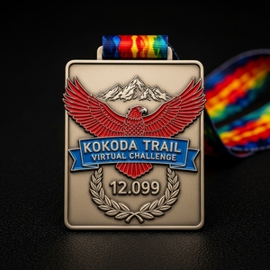 Médaille d'honneur Premium personnalisée <span class=keywords><strong>Kokoda</strong></span> Trail Eagle en alliage de zinc émaillé 3D avec cordon Tie Dye - Product Image 1