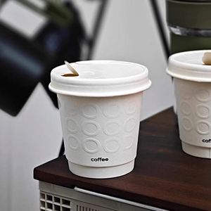 Wholesale Custom Embossed Uv Printing Double Wall Biodegradable Paper <b>Cup</b> <b>Disposable</b> Coffee <b>Cup</b> with logo - Product Image 1