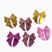 Acrylique Rose Or Rose Joyeux Anniversaire Gâteau Topper Bowknot Forme Cupcake Toppers Gâteau Décoration pour la Fête D'anniversaire De Maman Dessert