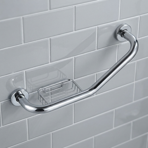 Barra de Apoyo de Acero Inoxidable para Montar en la Pared con Jabonera, Acabado Cromado Pulido, Pasamanos de Seguridad para Baño, Diseño Antideslizante y Duradero - Product Image 1