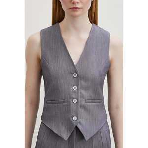 Chaleco con Copas Forradas para Mujer, en Tela de Lana Antracita, para Traje - Product Image 2