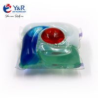 Capsules 5 en 1 Dosettes de lessive Détergent nettoyant jaune pour laver les vêtements Gel Adoucissement acceptable à faible quantité minimale de commande