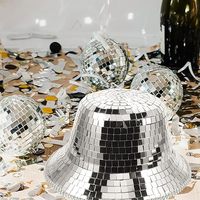 Chapeau Bob Disco Personnalisé en Gros avec Mosaïque Miroir pour Festival, Rave, Fête Rétro Années 70, Enterrement de Vie de Jeune Fille, Vente en Gros