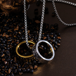 Bijoux de style <span class=keywords><strong>viking</strong></span> mythologique nordique européen et américain, collier en acier titane pour homme avec runes, chaîne de perles, polyvalent - Product Image 3
