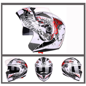خوذة دراجة نارية لكامل الوجه, خوذة دراجة نارية لكامل الوجه ، مزودة بعدسة مزدوجة ، خوذة دراجة نارية ، خوذة تحطم ، خوذات قلابة - Product Image 4