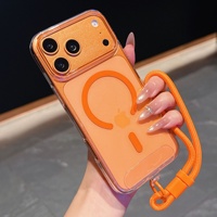 Nouvelle coque de téléphone magnétique ultra-fine transparente effet cristal de glace avec cordon pour iPhone 17 16 Pro Max, compatible charge sans fil