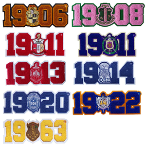 Écusson brodé en chenille auto-adhésif avec lettres grecques souples, nom des groupes d'usines certifiées, avec logo d'organisation personnalisé - Product Image 5