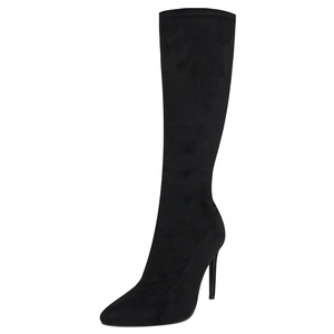 <span class=keywords><strong>Bottes</strong></span> mi-mollet en cuir pour femmes, bout pointu, fermeture éclair latérale, <span class=keywords><strong>bottes</strong></span> en daim au-dessus du genou avec talon et fermeture éclair latérale - Product Image 5
