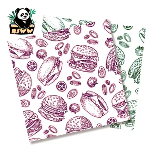 Takeout Coated Food Wrapping Paper for Deli Waffles Sandwich Chips Shawarma Rice Snacks Wings Recyclable Custom Logo Wrap Paper