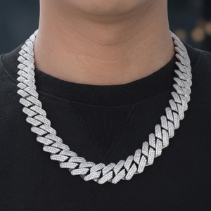 Luxury Men's Rhodium Plated 925 Silver Moissanite Cuban Link <b>Chain</b> Hip Hop Style <b>Rappers</b> Necklace Inspired by Miami From India - Product Image 2