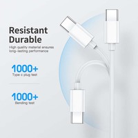 Kabel Data Pengisian Daya Cepat USB C ke USB C 3A 60W PD TPE Putih 1M Harga Bagus Laris Manis untuk iPhone Android