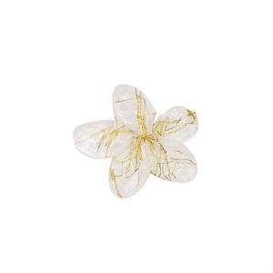 Pince à cheveux fleurie tendance 8 cm transparente avec fils dorés pour femme, accessoires pour cheveux - Product Image 1