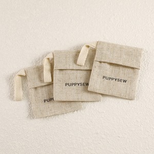 Custom logo Beige Linen Cotton Drawstring Bags Eco Friendly Small Necklace Earring Gift Jewelry Cotton Pouch Bag Packaging - Product Image 5
