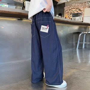Pantalon décontracté pour garçon, pantalon à jambes larges pour adolescent, style jean tendance pour l'été, tenue à la mode pour adolescents - Product Image 3