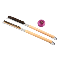 Brosse de nettoyage professionnelle pour pierre à pizza, fil de cuivre, manche en bois, pour four à sole et outil de nettoyage de grill