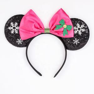 Serre-tête élastique pour filles avec oreilles de souris, paillettes, accessoire de fête pour enfants, nœud papillon de dessin animé, taille unique, mignon - Product Image 4