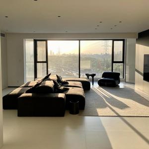 Modular Leather Sofa Square Microfiber <b>Black</b> Alien Design Living Room Furniture - Product Image 3