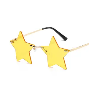 Fashionable rimless five-pointed star sunglasses ins trend funny Christmas sunglasses personalized punk glasses