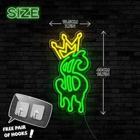 Letrero de Neón con Forma de Dólar, Letreros de Neón con Corona y Dólar para Decoración de Paredes de Tiendas, Letrero LED de Neón con Dólar, Alimentado por USB, Brillo Ajustable