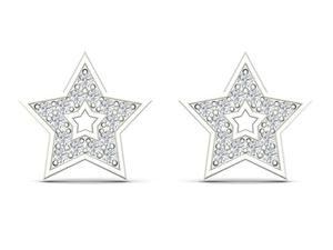 Pendientes de tuerca con forma de estrella y diamantes redondos auténticos de 0.30 TCW |   Pendientes de Oro de 10K con Racimo de Diamantes |   Joyería de Moda de Lujo para Mujer - Product Image 3