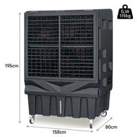 Refroidisseur d'air industriel à grand débit d'air 30000 m³/h, réservoir de 220 L, ventilateur évaporatif portable pour usine, entrepôt, atelier, 300 m²