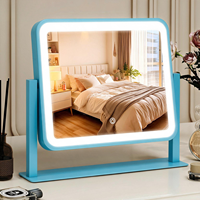 Intelligent Touch Control Dimmable LED Metal Frame for Design Square Standing 360 Rotating Vanity Makeup Mirror