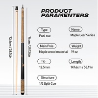 Meilleure Vente : Kit de Queue de Billard Original PERI de Haute Qualité, Léger et Durable, avec Fût en Érable, Poignée Brillante, Embout de 12,5 mm et Joint en Alliage à 10 Filettes
