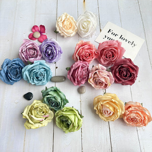 Fleurs artificielles Meiyu Craft, têtes de roses en soie à bords brûlés, décoration de mariage, art mural, décoration de festival - Product Image 3