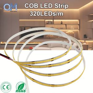 High Density 320LEDs/m COB LED Strip Light 24V 3000K Warm White Dotless Flexible Tape
